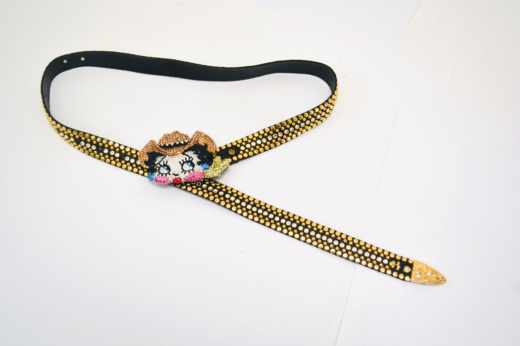 90s Vintage Katherine Baumann Beverly Hills Swarovski Crystal Betty Boop Belt Buckle Rhinestone Studded Belt Cartoon Betty Boop Belt Kippys
