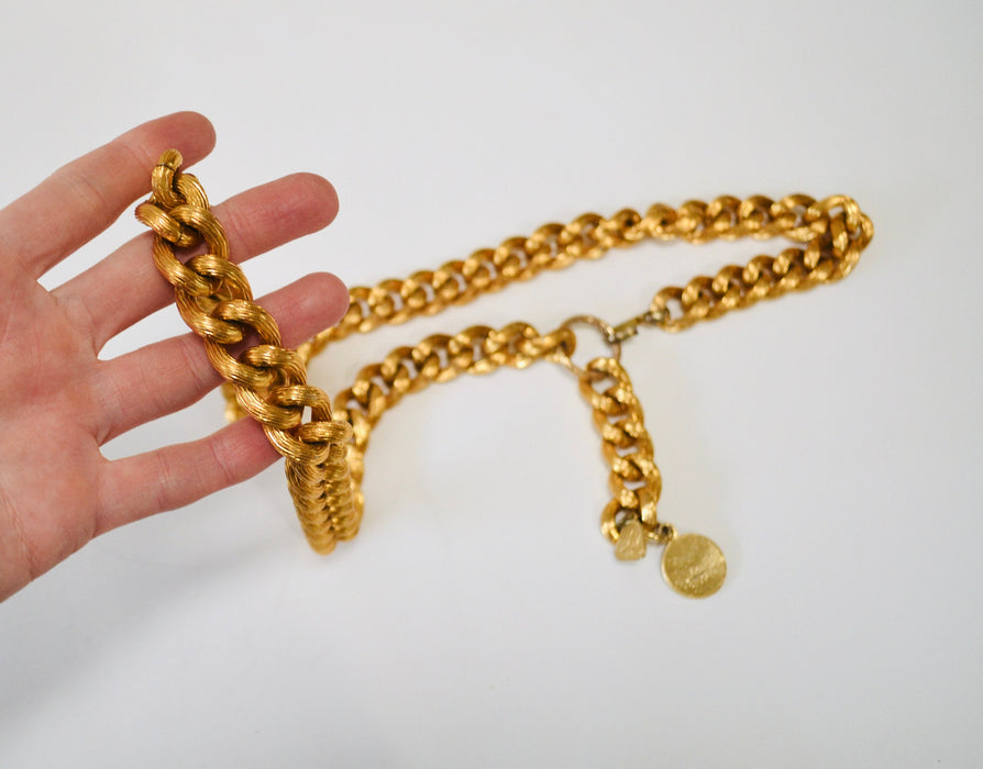 70s 80s Chunky Vintage Gold Chain gold Belt Gold Metallic Chain Belt size SMALL Medium Large Chunky Gold Chain Adjustable Glam Chain Belt