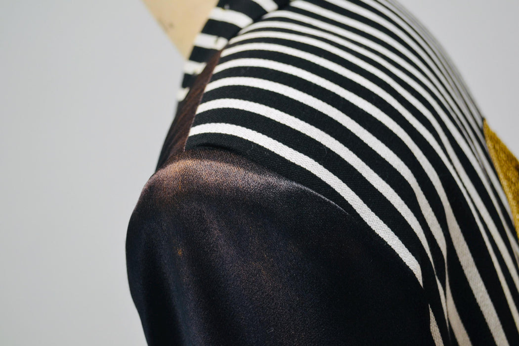 90s Vintage Black White Striped Party Jacket Blazer Medium by Criscione //  90s Black Satin Military Heart Rhinestone Party Jacket Blazer