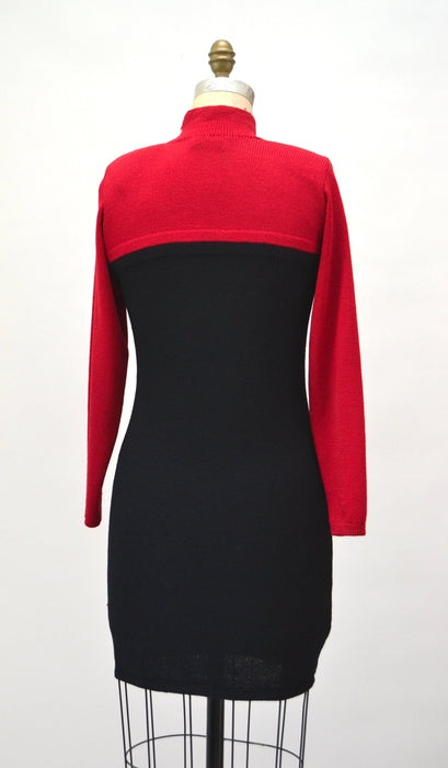 80s Vintage Red St John Dress Saks Fifth Avenue Red Knit Dress by St John // 80s Red Sweater Knit Dress Small Medium 80s Glam Designer Dress