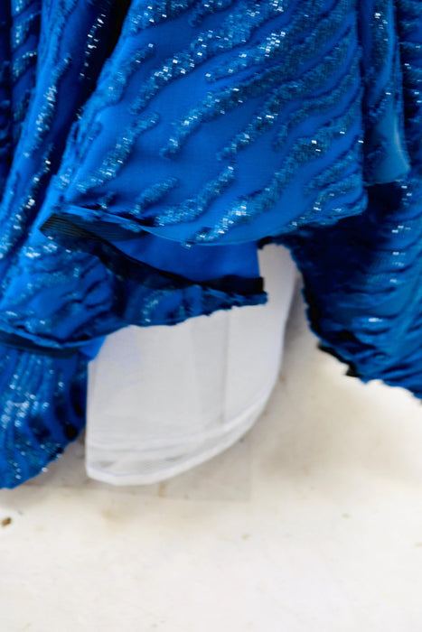 80s 90s Ball Gown Blue Silk Dress Dramatic Dynasty 80s Party Dress Small // Vintage 80s Pageant Princess Dress Ball Gown Cinderella Damaged