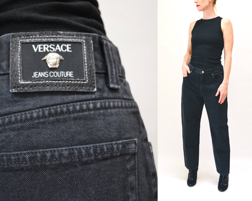 90s Vintage Versace Jeans Couture Jeans Size 36 50 Medium Large 90s Versace Black Jeans Size 10 12 90s Relaxed Fit Medium Black Jeans Pants