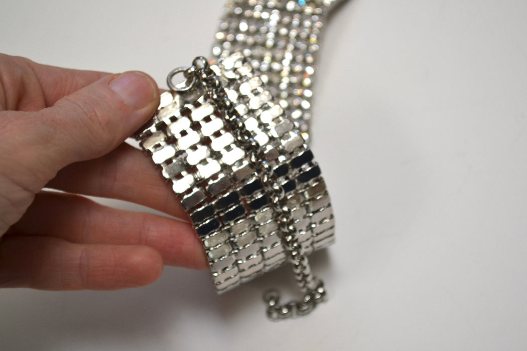 80s 90s Vintage Silver Rhinestone Belt Small Medium large Rhinestone Wedding Belt Rhinestone Sash Belt Silver Metallic Small Medium Large