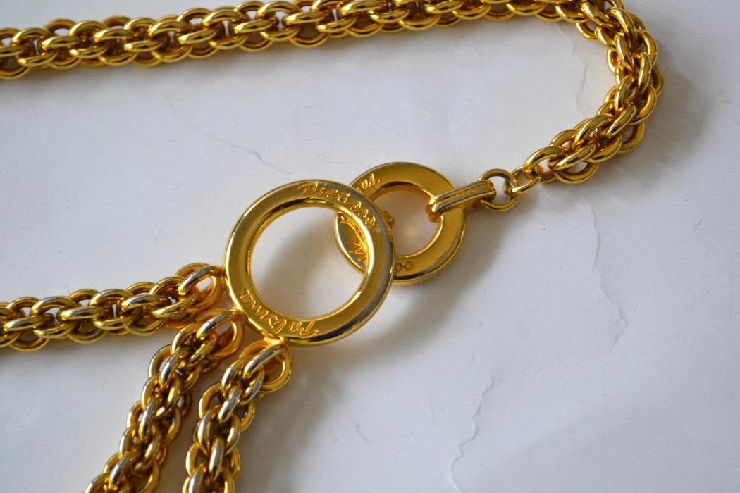 80s 90s Vintage Gold Chain Belt Gold Paloma Picasso Chain-Link Belt XS SMALL Medium Vintage Gold designer Belt
