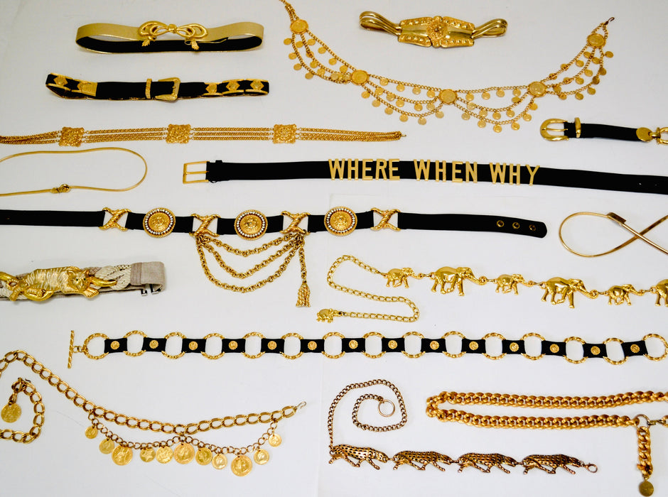 70s 80s Chunky Vintage Gold Chain gold Belt Gold Metallic Chain Belt size SMALL Medium Large Chunky Gold Chain Adjustable Glam Chain Belt