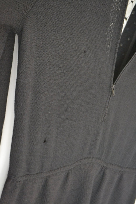 80s Vintage St John Dress Black Knit Dress By St John Rhinestone Mesh Knit Long Sleeve Dress // 80s Black Sweater Knit Party Dress XS Small