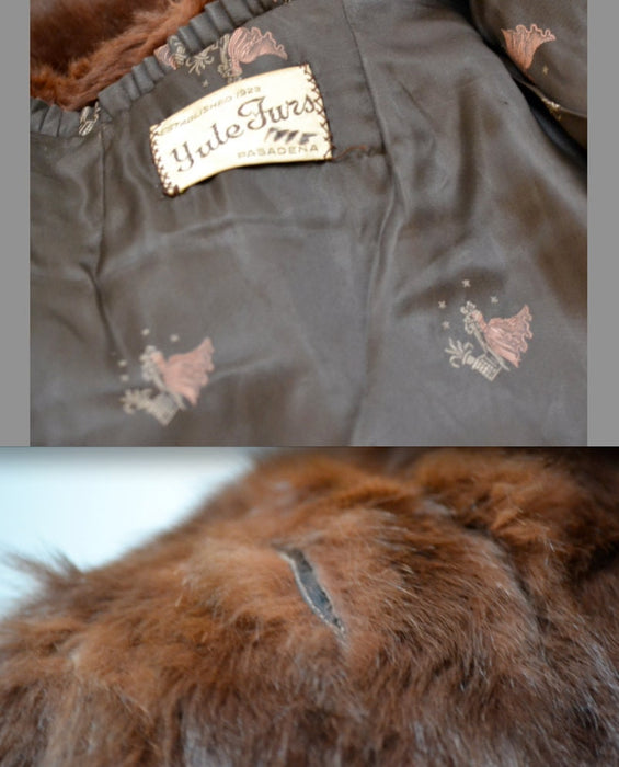 Vintage Fur Stole jacket Brown Vintage Fur Cape Caplet Brown Auburn// 1930s 40s Brown Vintage Fur Cape Stole Jacket