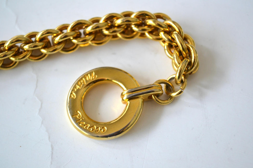 80s 90s Vintage Gold Chain Belt Gold Paloma Picasso Chain-Link Belt XS SMALL Medium Vintage Gold designer Belt