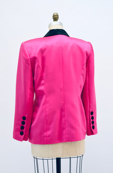 Vintage 80s 90s Bright Pink Fuchsia Satin Suit Jacket Blazer 90s Pink Barbie Power Suit Medium Large// 90s Glam Pink Jacket Blazer Criscione