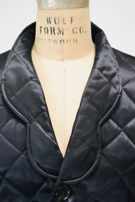 80s 90s Vintage Black Satin quilted Jacket YLRAE.B Quilted Black Bomber Jacket Small Black Evening Lightweight Party Jacket Small Medium