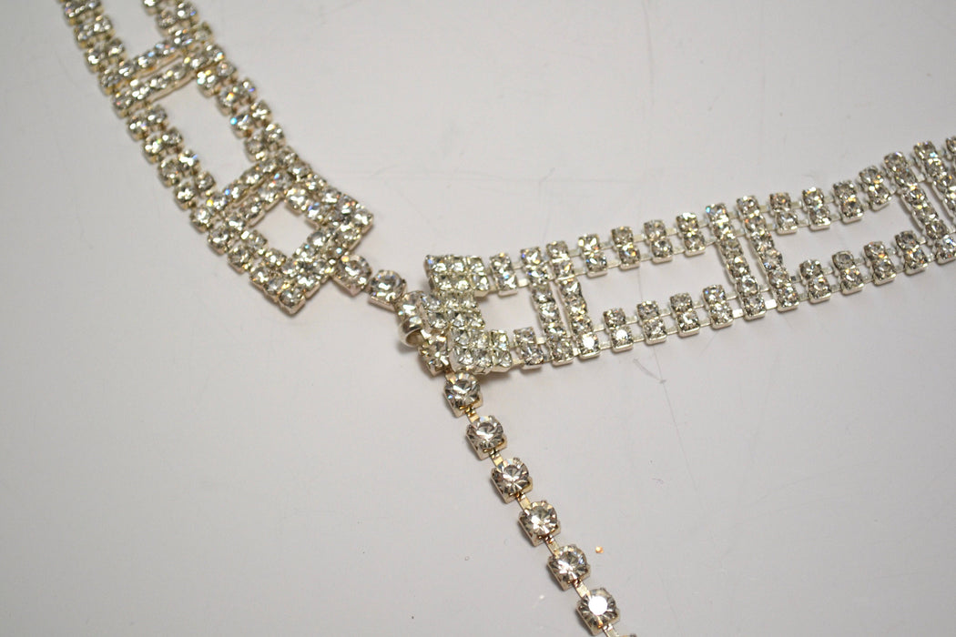 80s 90s Vintage Silver Rhinestone Belt Small Medium large Rhinestone Wedding Belt Rhinestone Chain Belt Silver Metallic Small Medium Large