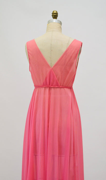1960s 60s Vanity Fair Vintage Nightgown Nighty Dress Camisole Small Medium Pink Lace Sheer Wedding Honeymoon Nightgown Slip Dress Pink Tank