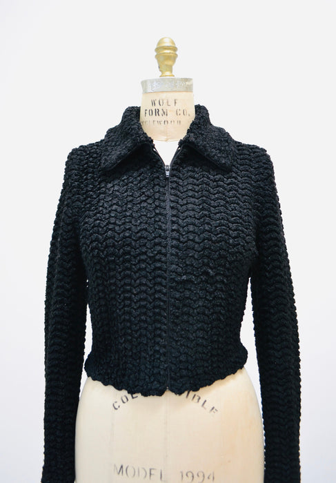 90s 2000s Vintage St. John Black Sweater Cardigan Jacket Size Small St John Vintage Black Boucle Jacket Sweater Cardigan Small