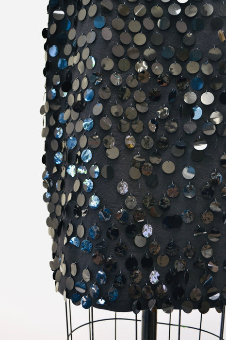 80s 90s GLAM Vintage Black Sequin Shirt Tunic Dress Large Fringe Sequin Beaded Pallet Sequin Top 80s 90s Party Top Cocktail Dress Large