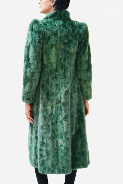 Vintage Green Mink Fur Jacket Coat By Henri Bendel New York XXS XS // Stunning 80s 90s Dark Green Long Fur Coat Jacket