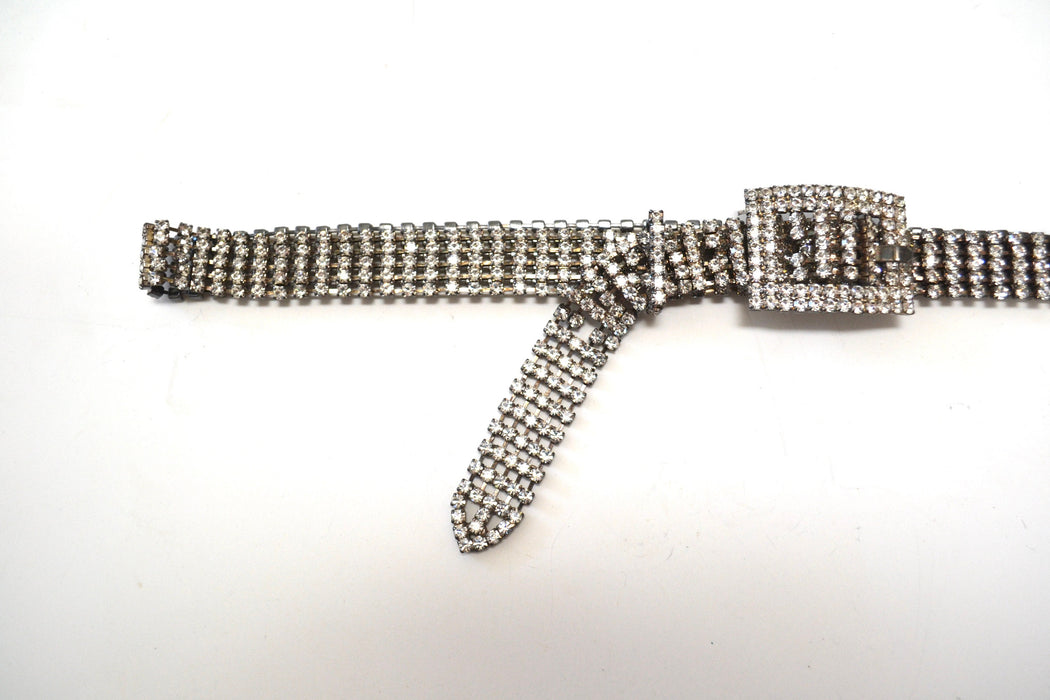 70s 80s Vintage Silver Rhinestone Belt Small Medium large Rhinestone Wedding Belt Rhinestone Cowboy Metallic Belt Small Medium Large