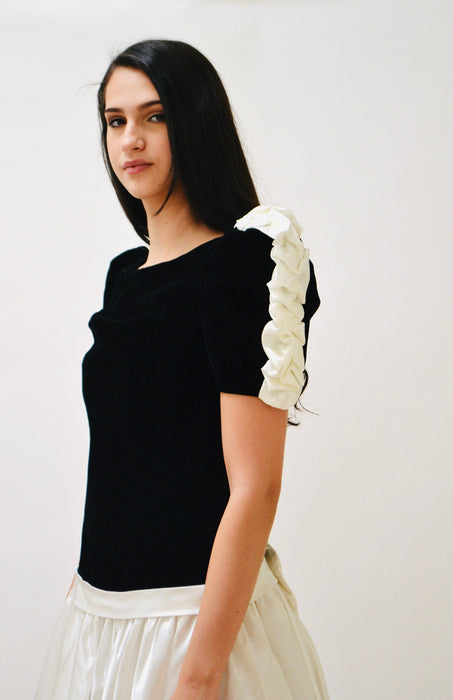 Vintage 80s Party Dress Black White Velvet Dress XXS XS Small By Alyce Design 80s 90s Prom Pageant Dress black White Crinoline Dress