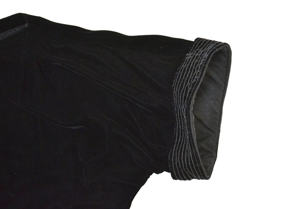 80s Black oversized Velvet Shirt Blouse Size Small by Bis // 80s 90s Vintage Black Velvet Shirt Small Medium Rayon