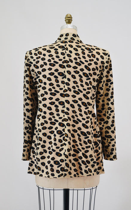 80s 90s Vintage Leopard Print Jacket Animal Print Blazer Tan Black Criscione Medium//  90s Vintage Chetah Print Jacket Blazer 90s Nanny
