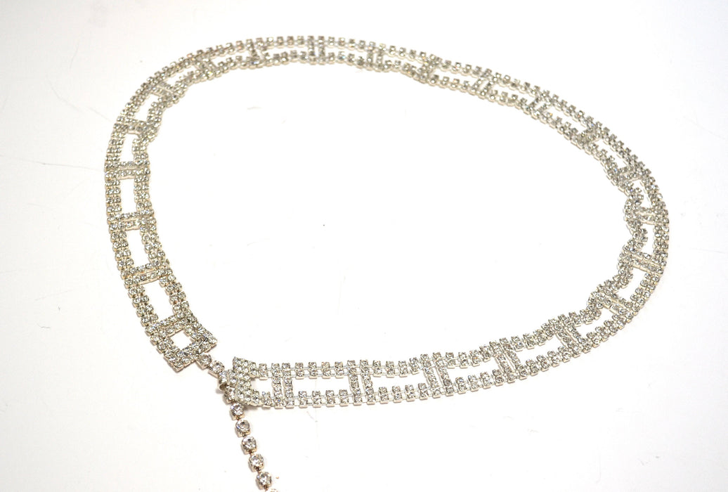 80s 90s Vintage Silver Rhinestone Belt Small Medium large Rhinestone Wedding Belt Rhinestone Chain Belt Silver Metallic Small Medium Large