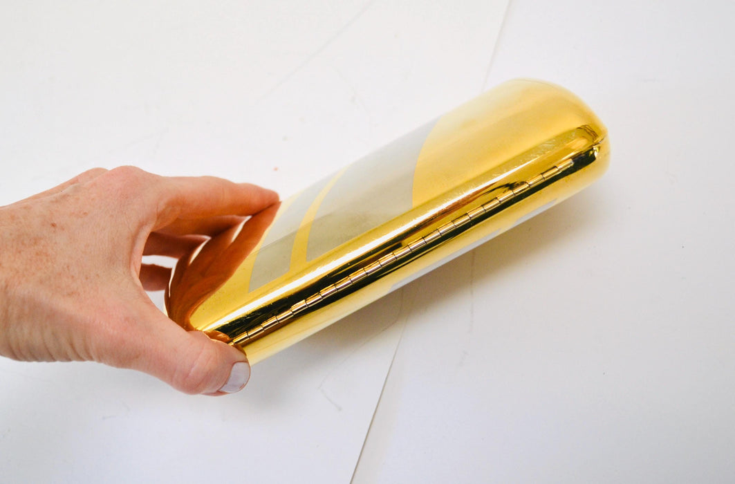 70s Vintage Metallic Gold Metal Clutch Evening Bag Hard Case // Vintage Gold Silver Wedding Clutch Metal Evening Bag Gold Clutch Small Purse