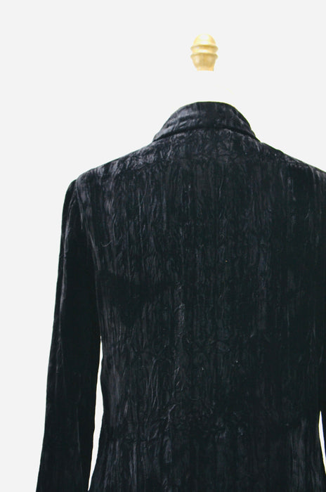70s 80s Black Velvet Shirt Crushed Velvet Button Down Shirt Size Small Medium// Vintage Black Velvet Shirt Small medium Button Down