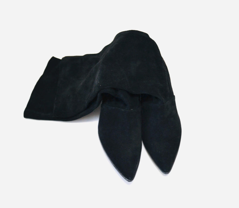 90s Y2K 00s Vintage Black Leather Boots Size 7 1/2 High Heel Pointed Toe Kitten Heel// Vintage Size 7 1/2 Black Leather Boots Franco Sarto