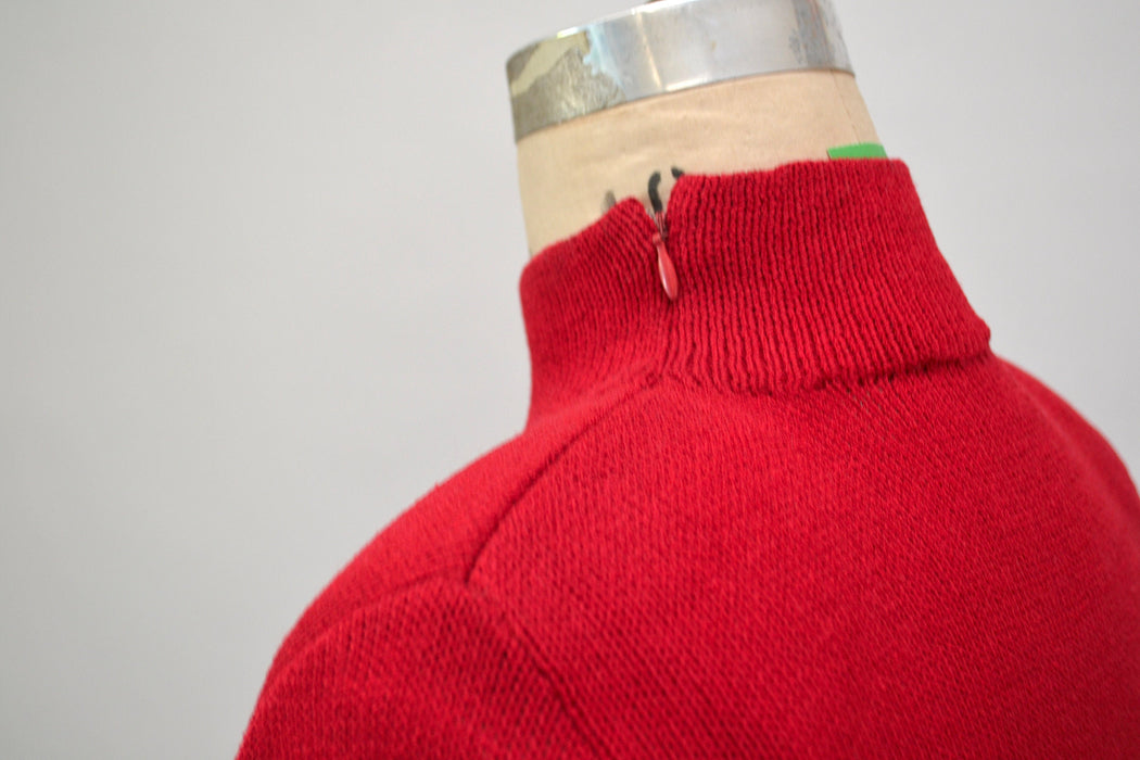 80s Vintage Red St John Dress Saks Fifth Avenue Red Knit Dress by St John // 80s Red Sweater Knit Dress Small Medium 80s Glam Designer Dress