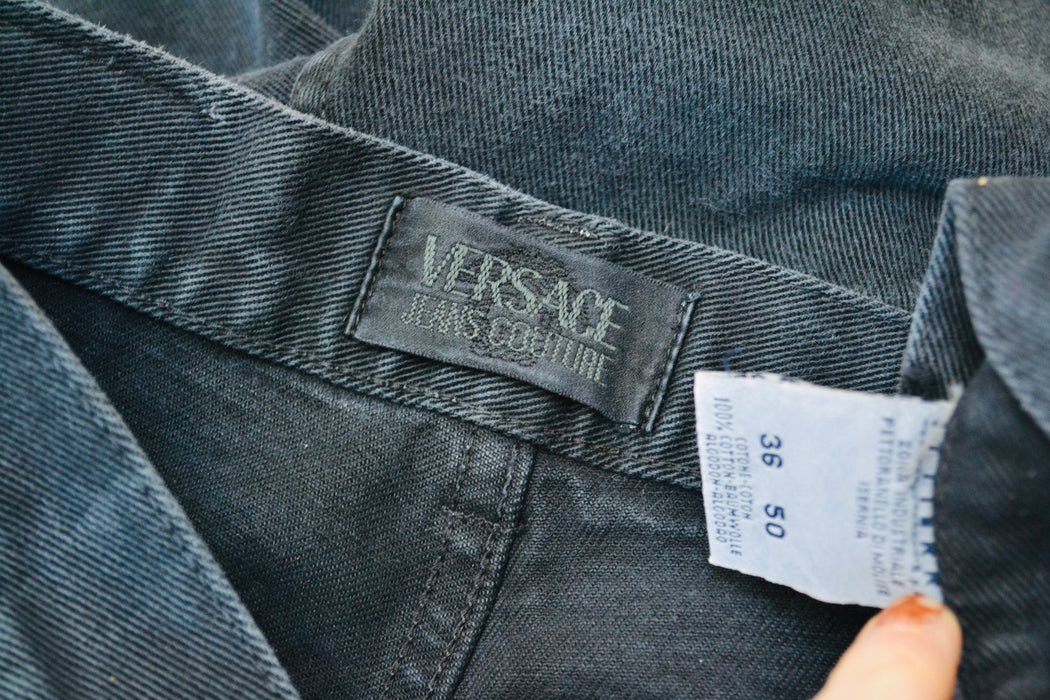 90s Vintage Versace Jeans Couture Jeans Size 36 50 Medium Large 90s Versace Black Jeans Size 10 12 90s Relaxed Fit Medium Black Jeans Pants