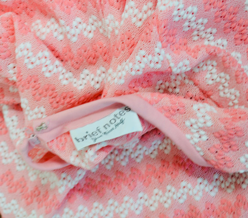 70s Pink Knit Dress Large 70s Pink White Knit Short Sleeve Dress Pink Crochet 70s Summer Knit Dress 70s Pink White Party Dress Sheer Knit