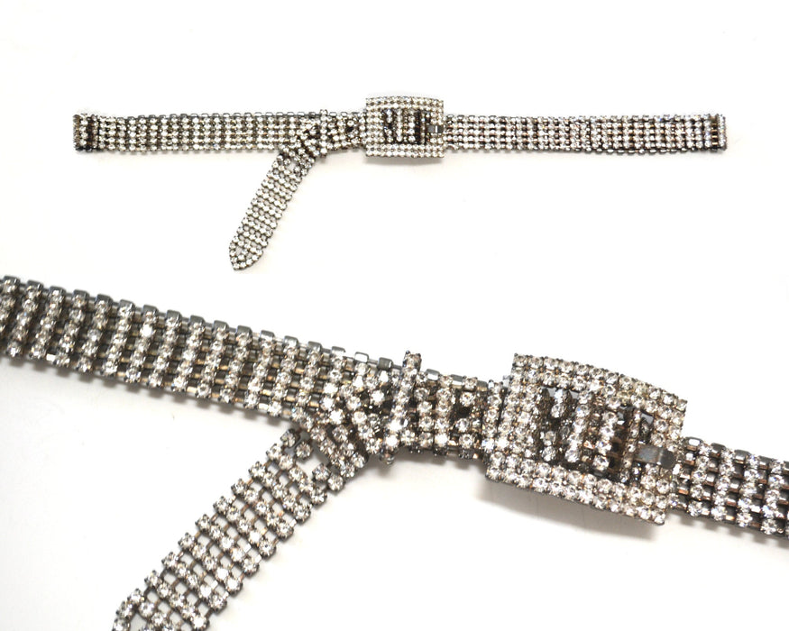 70s 80s Vintage Silver Rhinestone Belt Small Medium large Rhinestone Wedding Belt Rhinestone Cowboy Metallic Belt Small Medium Large