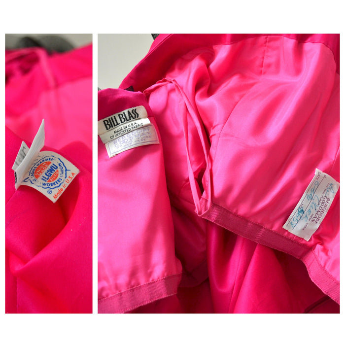 90s Vintage Pink Ball Gown Dress Small Medium By Bill Blass Bergdorf Goodmans Bright Pink Ruffle Gown Dress Off the Shoulder Dress