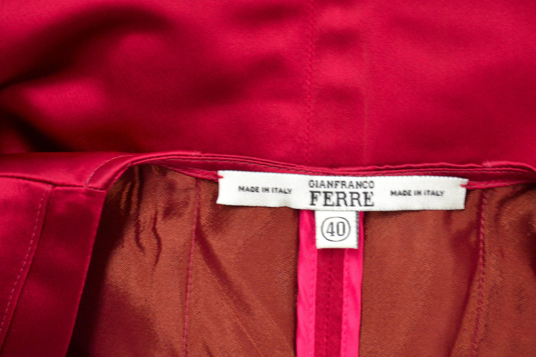 80s 90s Vintage Red Burgundy Satain Vest Medium by Gianfranco Ferre Vest Red Satin Cargo Vest Designer vintage Womens Red Gilet Vest Small