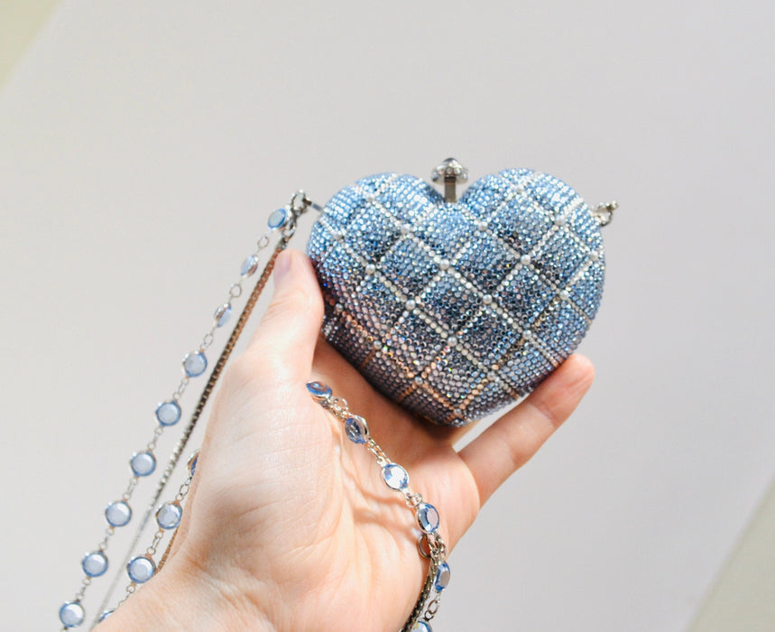 90s Vintage Blue Silver Crystal Evening Bag Swarovski Crystal Something Borrowed Blue Crystal Minaudiere Wedding Evening Bag K Baumann