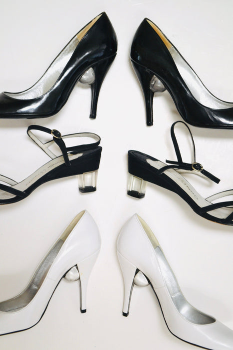 90s y2k Vintage Charles Jourdan White High Heel Shoes Pumps size 7 Made in France White Wedding High Heels Clear lucite Ball Leather Heels