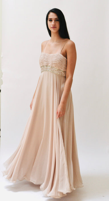 90s Vintage Wedding Party Tan Nude Evening Gown Jacket Rhinestone Beaded Dress Small Medium// Rose Taft Mother Of the Bride Wedding Dress