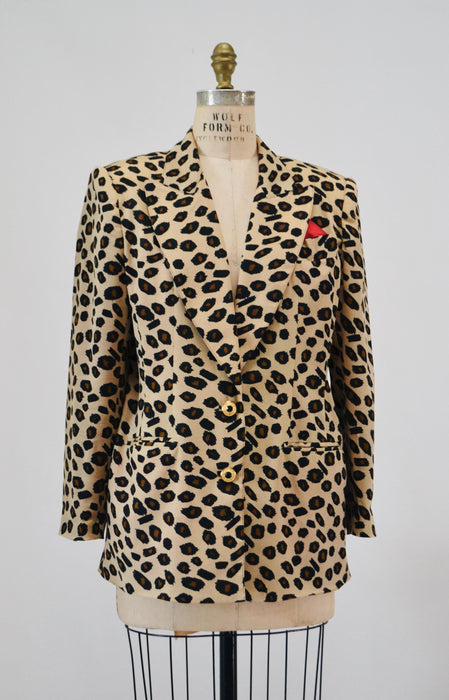 80s 90s Vintage Leopard Print Jacket Animal Print Blazer Tan Black Criscione Medium//  90s Vintage Chetah Print Jacket Blazer 90s Nanny