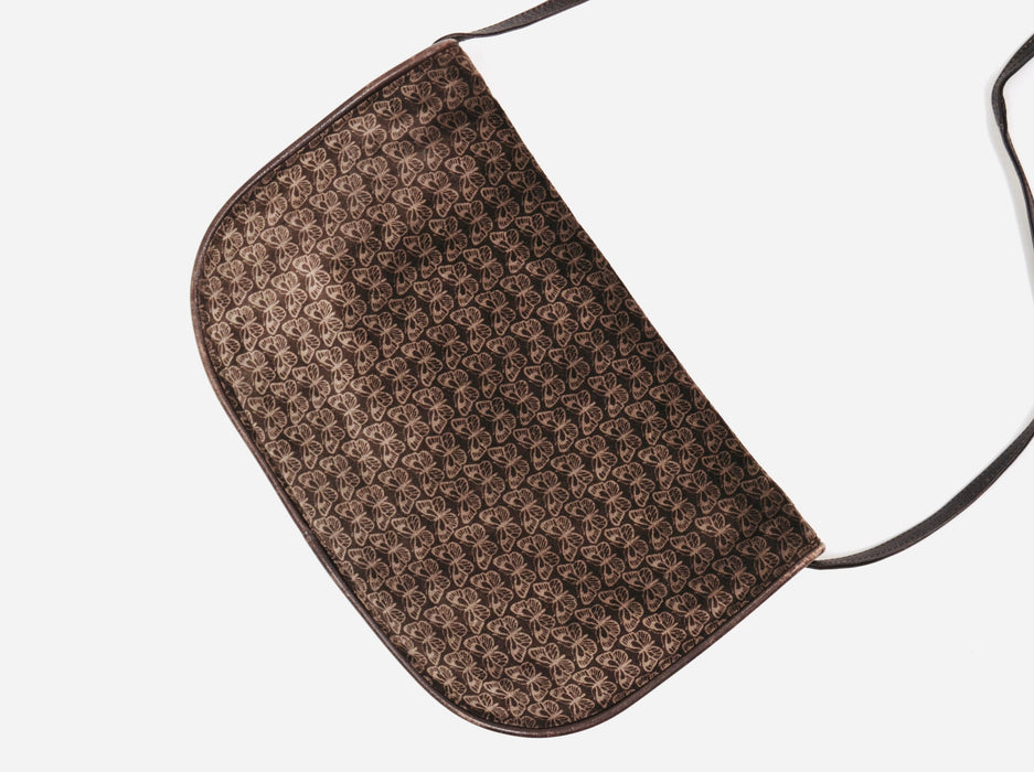 70s Vintage Bottega Veneta Butterfly Print Brown Leather Suede Cross body Bag Vintage Bottega Bag Purse Brown Butterfly print Boho Bag