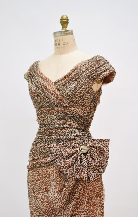Vintage 80s 90s Party Dress Leopard Print Animal Body Con Party Dress by by Julie Duroche 80s 90s Sexy Vixen Dress Cheetah Print Xs Small