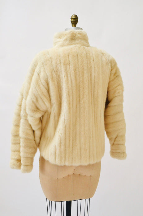 80s 90s Vintage Cream White Mink Fur Coat Jacket Medium Larry Weinstien // 80s Vintage Fur Coat Cream White Wedding Fur Coat Jacket