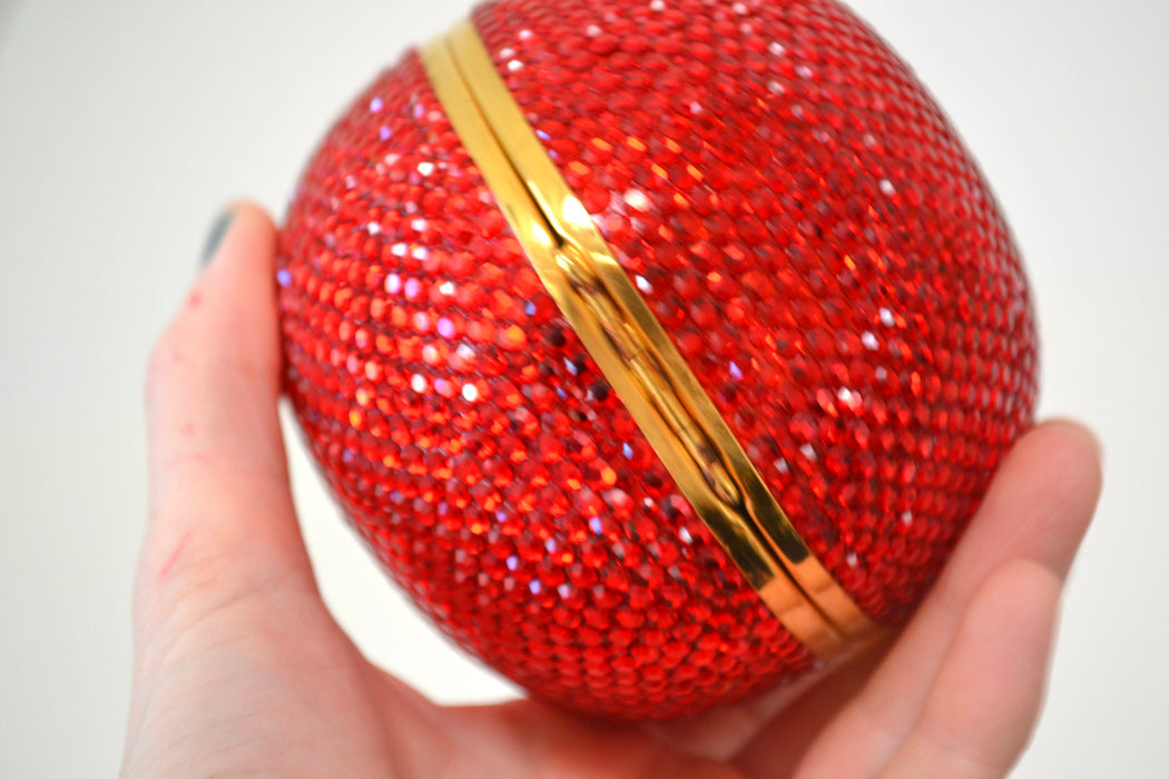 90s Vintage Red Metal Crystal Evening Bag Swarovski Crystal Snow White's Red Apple Minaudiere Evening Bag K Baumann Snow White's apple purse