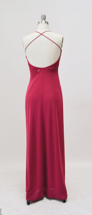 Vintage 00s Y2K Pink Tank Dress Prom Dress Beaded Pink Knit Gown Cami Dress XS Small Pink Long Beaded Dress by Laundry Evening Gown Xs Small