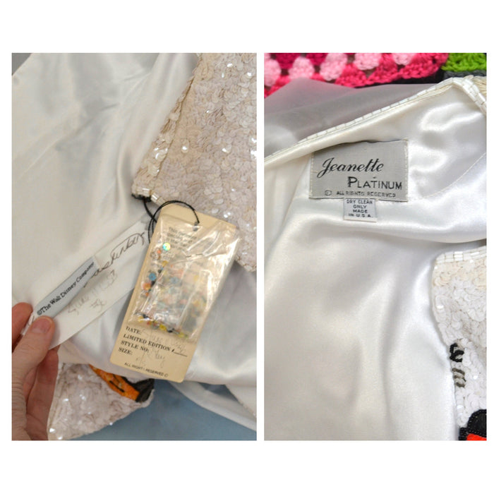 Vintage Jeanette Kastenberg Platinum Beaded Jacket Disney Mickey Minnie Mouse Donald Duck Beaded Bolero Jacket Comic Cartoon Medium Large