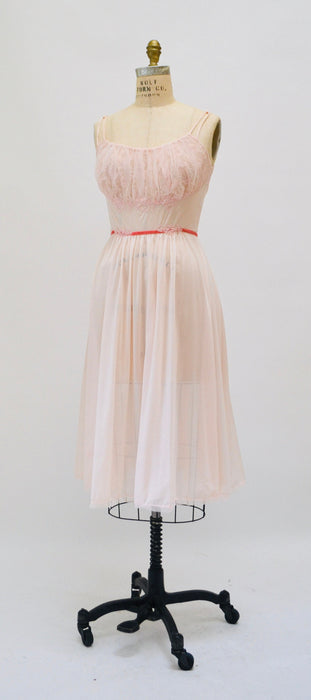 1960s 60s Vanity Fair Vintage Nightgown Nighty Dress Camisole Small Medium Pink Lace Sheer Wedding Honeymoon Nightgown Slip Dress Pink Tank