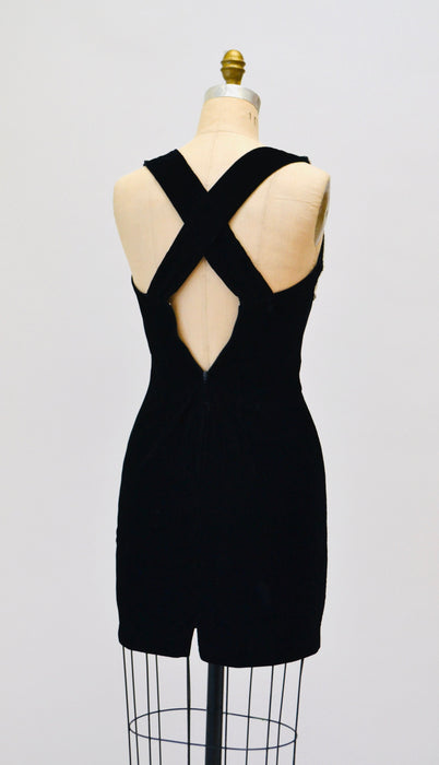 90s Vintage Prom Party Dress Black velvet Dress Silver Sequins XS Small // 90s Velvet Tank Dress Black Silver Sequin Body con dress XS