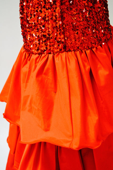 Vintage Red 80s Party Prom Dress Sequin Evening Gown Strapless Red XS Small// 80s Prom Pageant Dress Red Sequins Strapless Gown XS Small