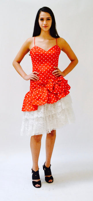 80s Prom Dress Red Polka Dot Party Dress XS Small Loralie // 80s Red Prom Dress Minnie Mouse Polka Dot Dress Lace Crinoline Skirt XS Small