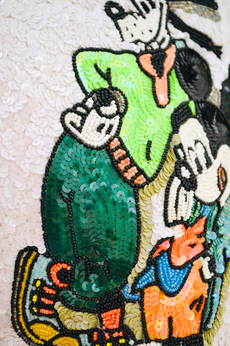 Vintage Jeanette Kastenberg Platinum Beaded Jacket Disney Mickey Minnie Mouse Donald Duck Beaded Bolero Jacket Comic Cartoon Small Medium