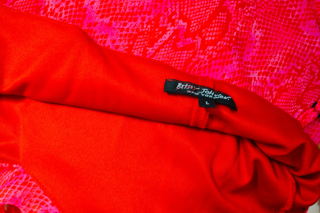 Vintage Betsy Jonhson Dress 00s Y2K Bias Cut Pink Red Dress Snake Print Chiffon Slip Dress Medium Large// 90s Pink Snake Print Tank Dress