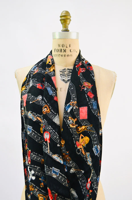 90s Vintage Country Music Scarf Wrap With Dolly Parton Vintage Nicole Miller Large Silk Scarf Music Nashville Grand Ole Opry Guitar